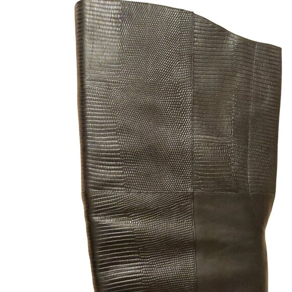 BCBGMAXAZARIA Concorde Stampede Over the Knee Black Leather Lizard Boots $695 - Picture 10 of 12